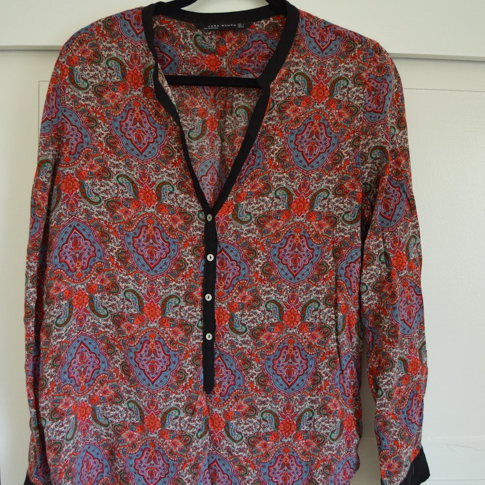women's long sleeve printed blouse